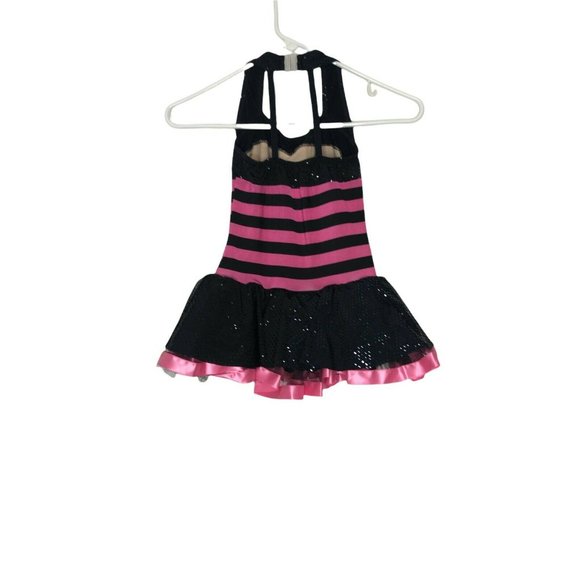 A Wish Come True Dance Costume Dress Tutu Pink Black MC Sequins Leotard Shorts - Picture 4 of 7